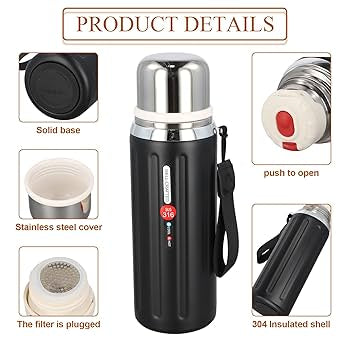 Premium Stainless Steel Vacuum Insulated Thermos Bottle – Hot & Cold Flask with Handle