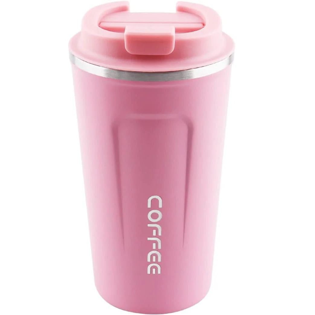Pink Stainless Steel Coffee Travel Mug – Insulated Tumbler with Lid