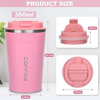 Pink Stainless Steel Coffee Travel Mug – Insulated Tumbler with Lid