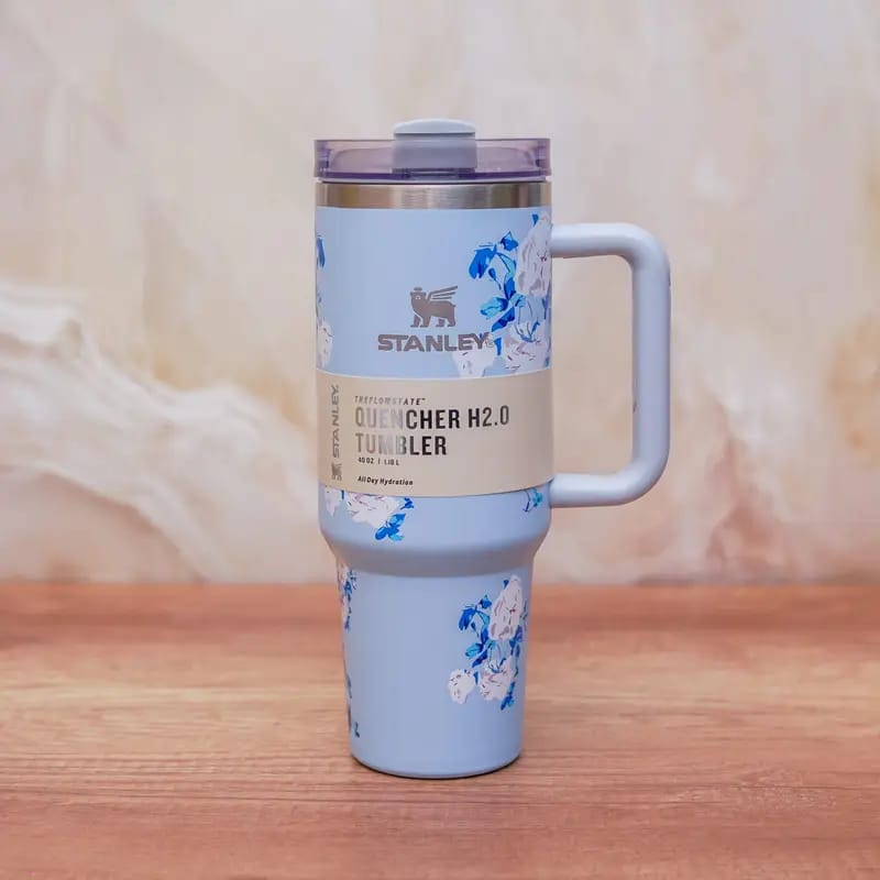 Stanley Quencher H2.0 Tumbler – 40oz Insulated Floral Travel Mug with Handle