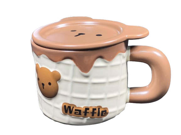 Ceramic Waffle Mug - Ultimate Breakfast & Dessert Bowl for Cereal, Ice Cream, Coffee (14oz)