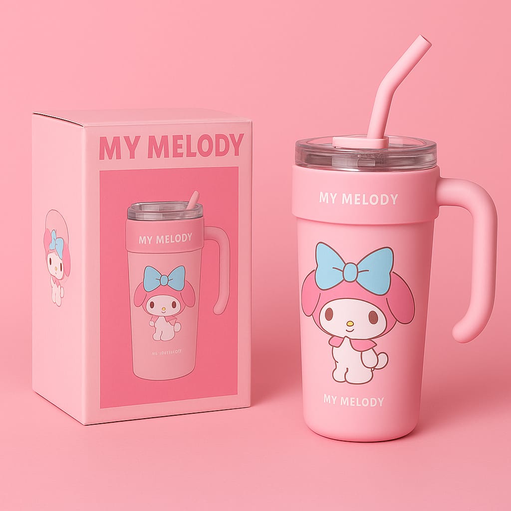 Kuromi Tumbler Cup with Handle & Straw – 40oz Purple