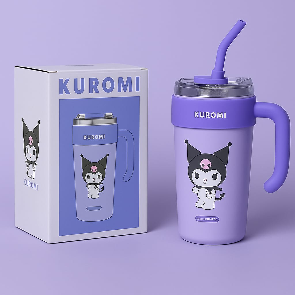 Kuromi Tumbler Cup with Handle & Straw – 40oz Purple