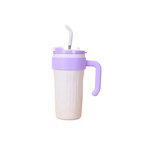 Ergonomic Drinking Cup with Handle & Straw – Spill-Proof Design