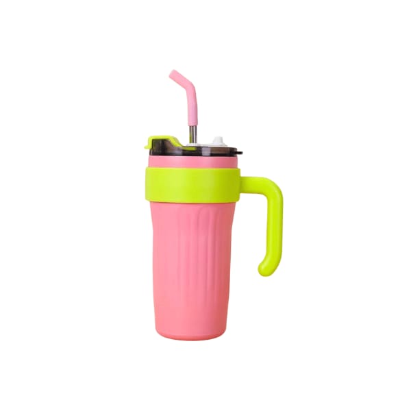 Sunrise Splash Tumbler 20oz Insulated Tumbler with Lid & Yellow Flex Grip, Cute Aesthetic Pink Tumbler for Hot & Cold Drinks, BPA-Free